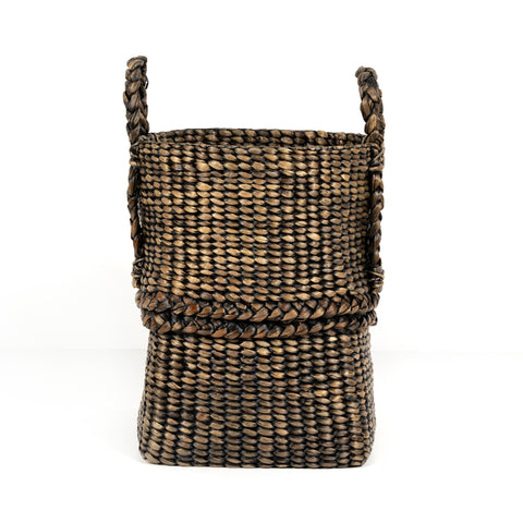 Tika Basket-Black & Tan Water Hyacinth