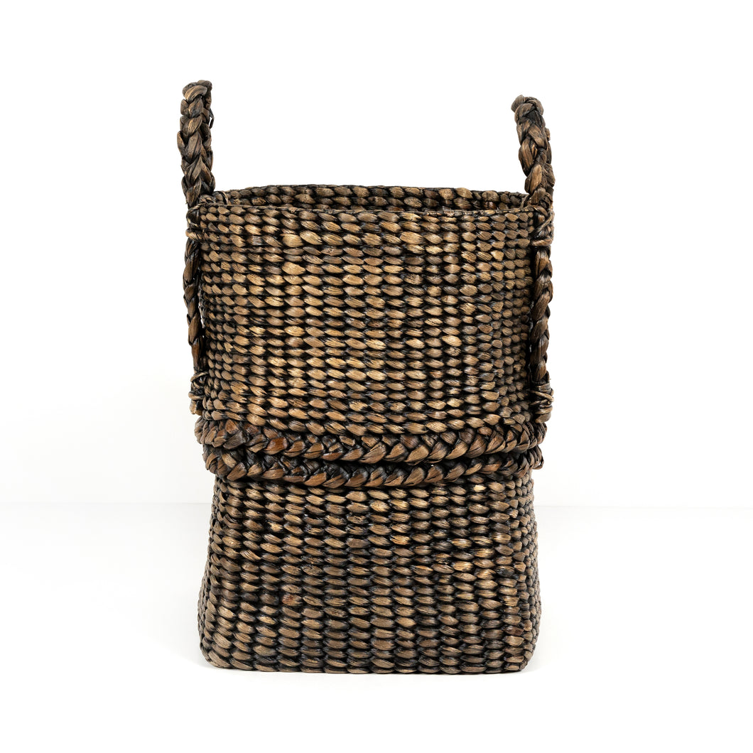 Tika Basket-Black & Tan Water Hyacinth